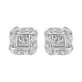 .925 Sterling Silver Round-Cut Diamond Accent Swirl Square Knot Stud Earrings (H-I Color, I2-I3 Clarity)
